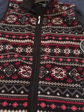 Women's Macy's Karen Scott Fleece Vest Black Red Large $46.50