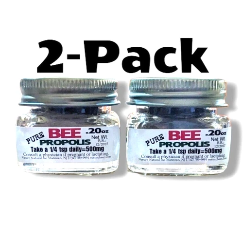 BEE PROPOLIS POWDER 0.20oz / 5.6g 2 Jars= 0.4oz Travel Size PURE RAW PROPOLIS