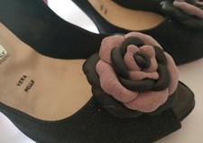 Leder Schuhclips, 2er Set, Lederrosen. Handarbeit