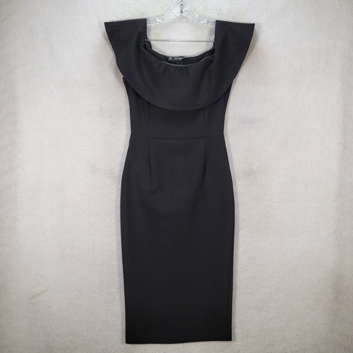 Zara Womens Dress Size S Black Stretch Off Shoulder Classic Midi