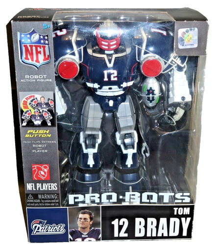 Figura de acción de fútbol americano robot Tom Brady #12 de los New England Patriots de la NFL Pro-Bots de 12"
