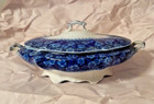 From 1897, Antique Grace Flow Blue Platter Grindley Flowers Scalloped 12"  W/Top — photo 4