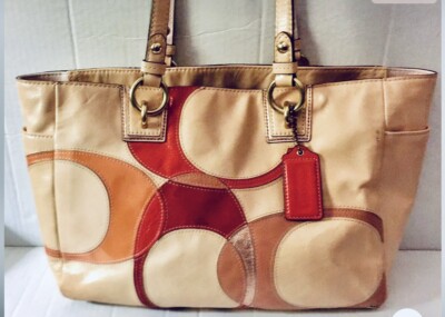 PATCH COACH SIGNATURE SHOULDER HOBO TOTE HANDBAG PATENT LEATHER