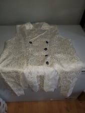 mens victorian suit vest, white, xxxl, embroidered, "wedding"