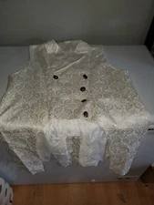 mens victorian suit vest, white, xxxl, embroidered, "wedding"