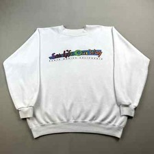 Vintage Beach Sweatshirt Adult Medium White Nature Sea Life Santa Monica USA 90s