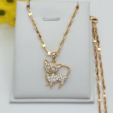Collar Colgante Chapado en Oro 18K Joyería Gatito Gatito Circonita cúbica. Amante de los gatos.