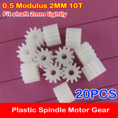 20PCS Plastic Spindle Motor Gear 0.5 Modulus 2MM T=10 10 Teeth DIY Model Toy