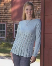 Empire Lace Pullover - Reynolds Knitting Pattern 82412 Soft Linen Women 34"-52"