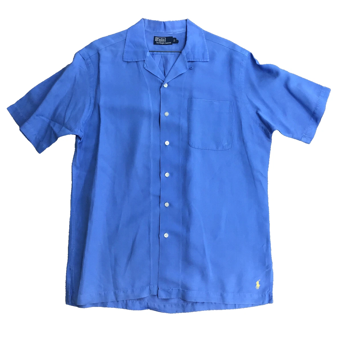 Polo Ralph Lauren Caldwell Silk Linen Blue Short Sleeve Shirt