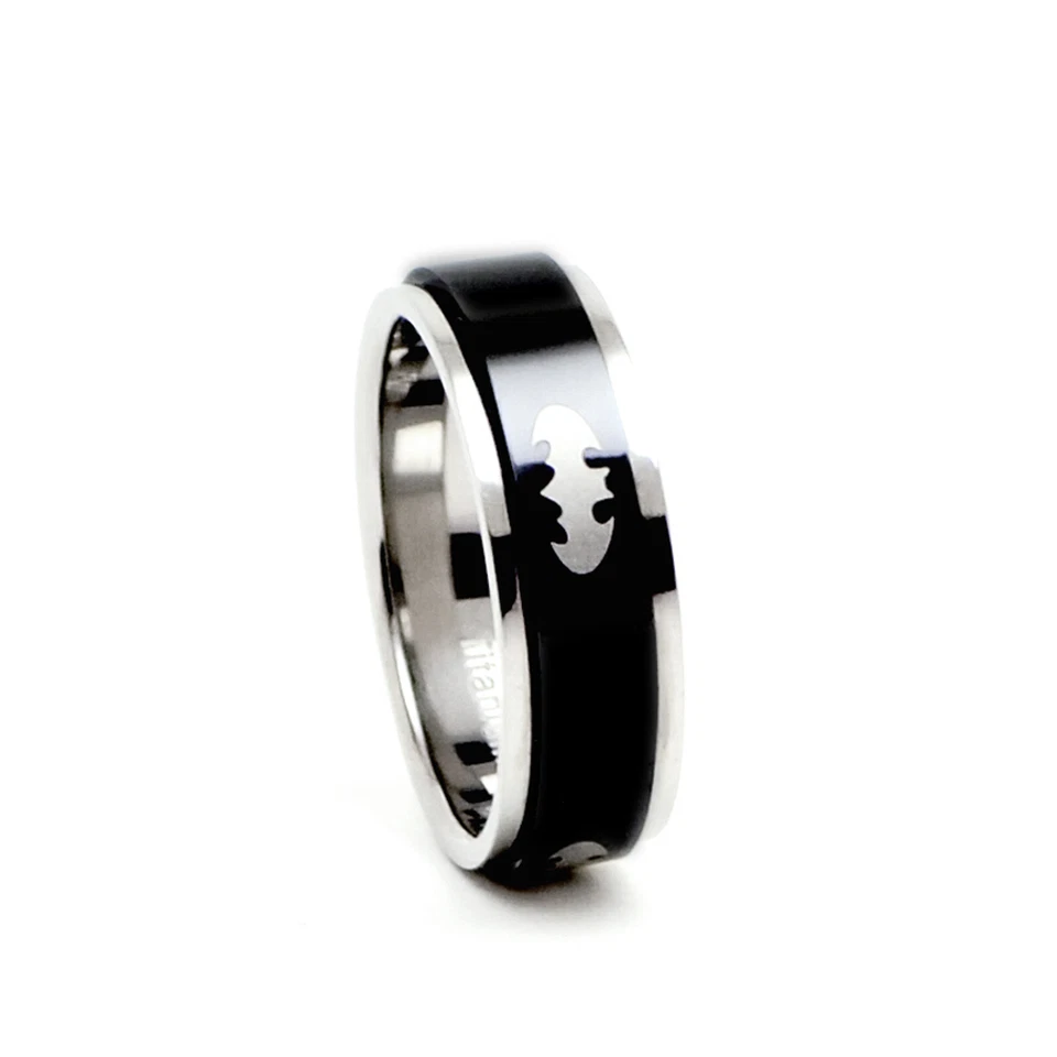Accents Kingdom 8mm Men's Black Titanium Batman Spinner Ring Band Size 8-12 - Image 3 of 4