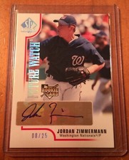 2009JORDAN ZIMMERMANN UPPER DECK SP AUTHENTIC FUTURE WATCH AUTOGRAPHED RC 08/25
