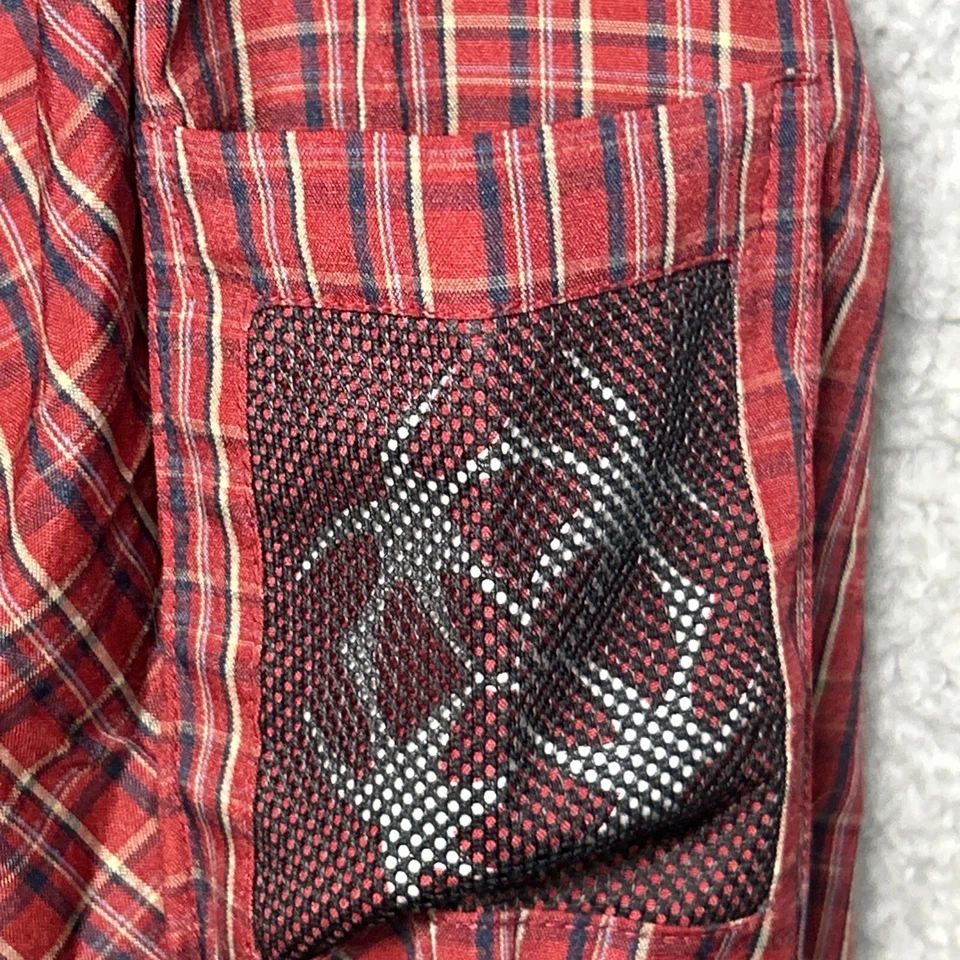 Camisa de vestir informal Bugle Boy para hombre M roja a cuadros bloques de colores Foto 4 de 4