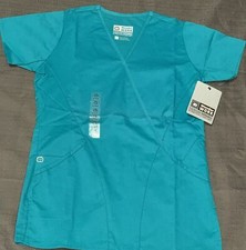 NEW Wonder Work Womens V-Neck Scrub Top Teal Size XXS 2.5 Pockets