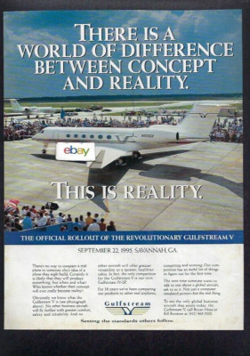 GULFSTREAM  WORLD DIFFERENCE CONCEPT REALITY 9-22-1995 SAVANNAH,GA IV-SP JET AD