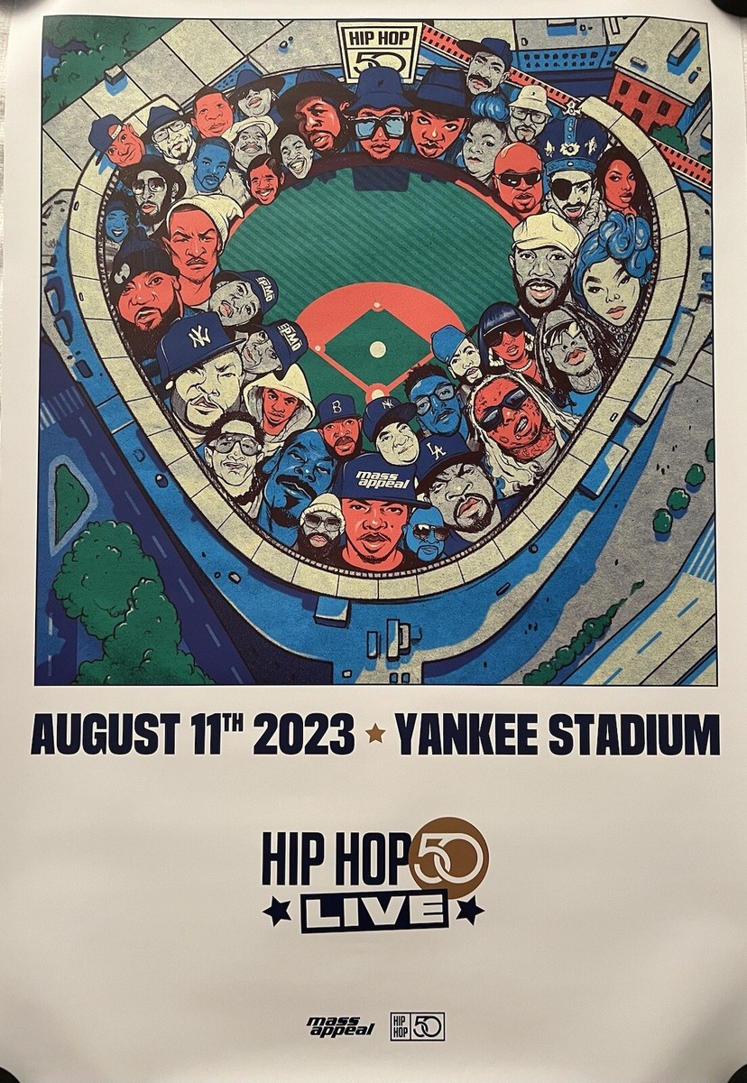 HIP HOP 50 LIVE POSTER YANKEE STADIUM 8/11/2023 BRONX RUN DMC NAS 