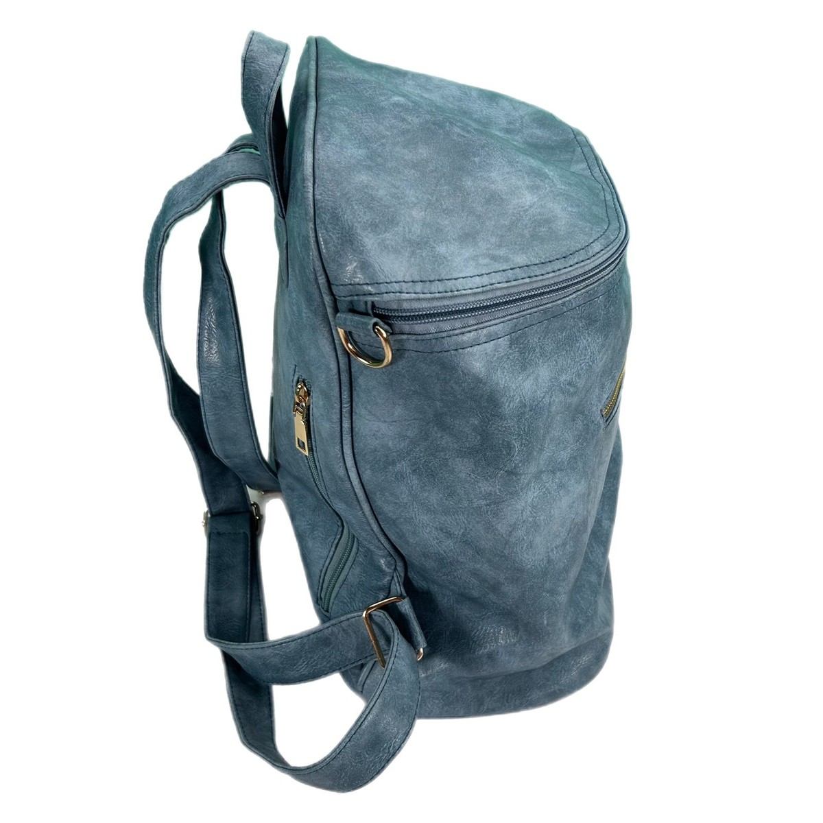 Backpack Purse Blue Vegan Leather Detachable Shoulder Strap Back & Inside Pocket PEBBLE MINI BACKPACK NAVY | Versatile Vegan Leather Backpack  main image 3