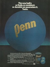 1979 Penn Ultra Blue Racquetball vintage Print Ad 70's Advertisement