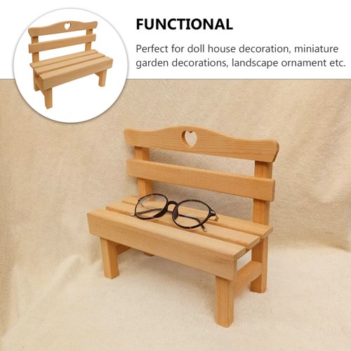 Small Wooden Chair Doll House Living Room Furniture Fairy Garden Bench - Picture 8 of 12
