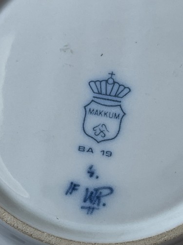 Makkum Dutch Wandteller 7,75" Segelboot Schiff blau Kunstkeramik signiert - Bild 9 von 11