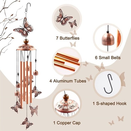 Outdoor Butterfly Wind Chimes Hanging Ornament Home Yard Garden Decor UK - Picture 6 of 10