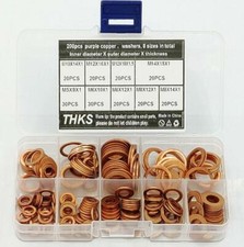 200 sztuk Uszczelka miedziana Uszczelka olejowa Myjka Miedź O-ring Uszczelka Uszczelka w pudełku M5-M14