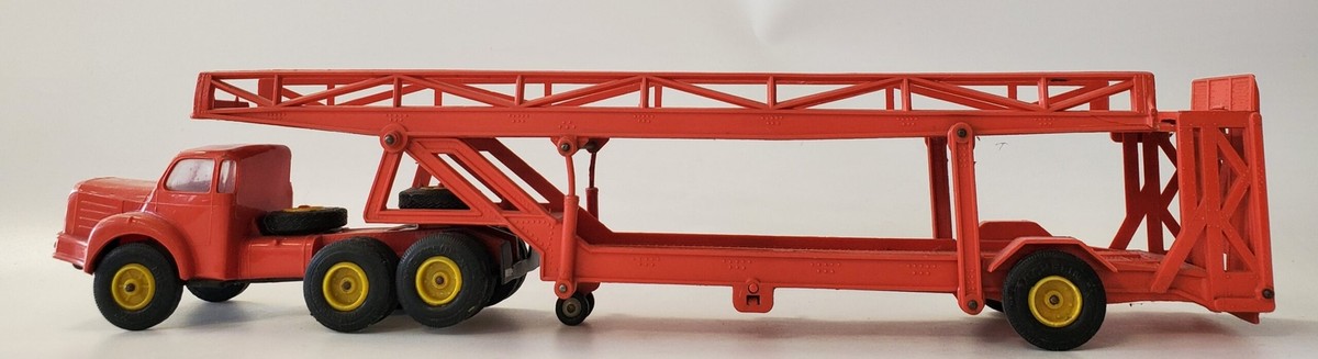 Berliet TBO 15 Et Remorque Porte-voiture Norev - Rouge - Occasion