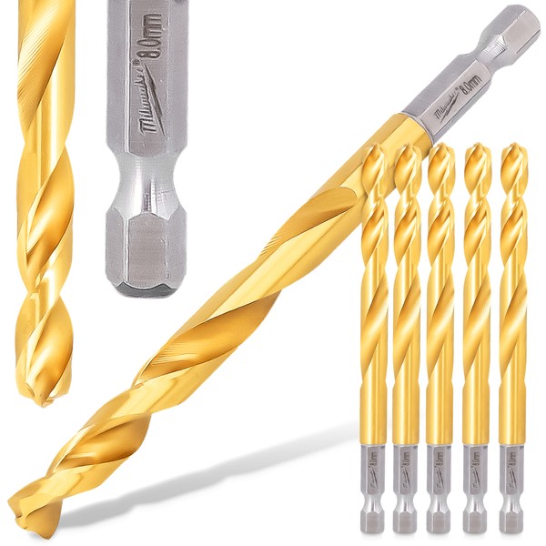 5X Metallbohrer Stahlboherer 8 Mm Hex Hss Milwaukee Spiralbohrer Edelstahlbohrer-image