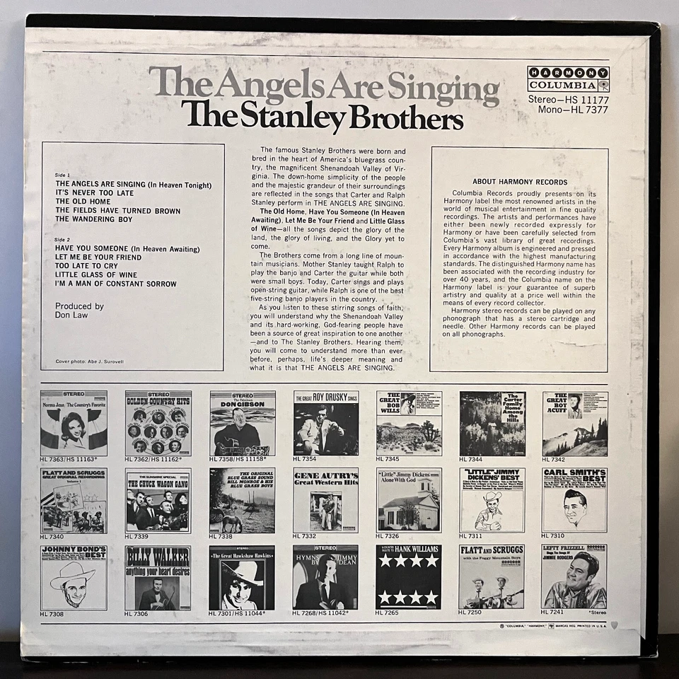 STANLEY BROTHERS - The Angels Are Singing (1966) - 12" Vinyl Record LP - EX Foto 2 de 3