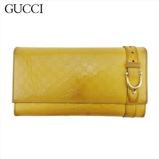 Portefeuille zippé GUCCI pour femmes joli Micro Guccissima or jaune cuir verni #33