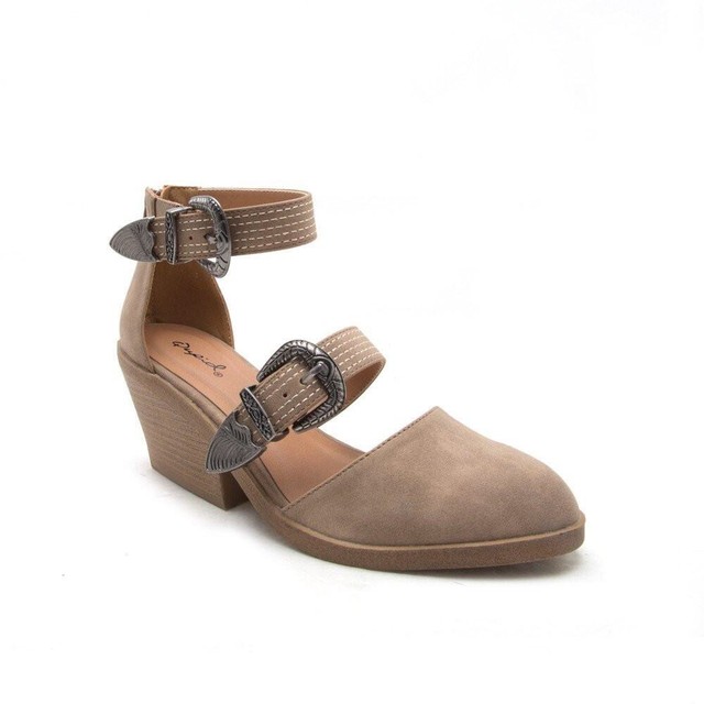 taupe closed toe heels