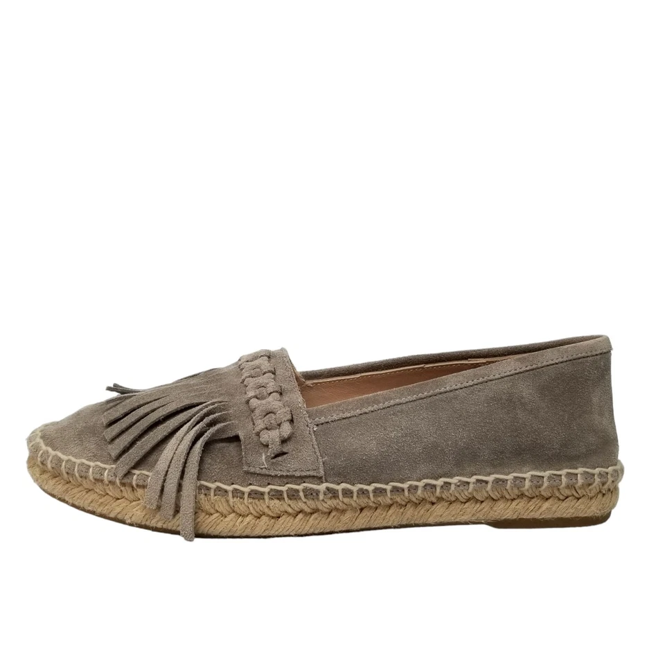 Sapato Feminino Diane Von Furstenberg Cadah Espadrille Flats Camurça Taupe Franja Tamanho 6 - Imagem 3 de 4