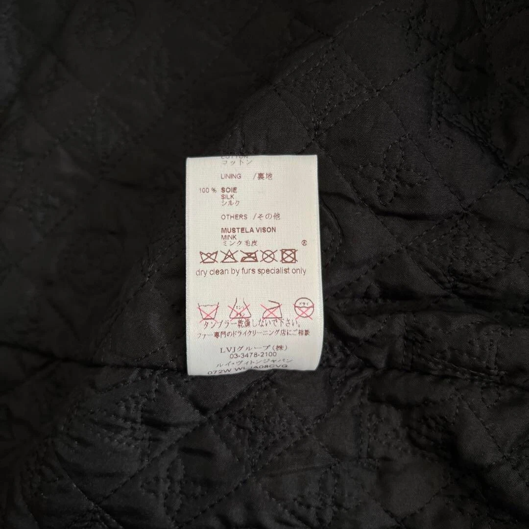 LOUIS VUITTON（LV） Giacca denim monogramma fodera pelliccia visone Louis Vuitton nero tasca usata taglia S 36