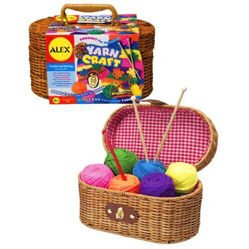 NEW Alex Toys Children's Wicker Basket Girl's Yarn Craft Kit Crochet Knitting - Picture 1 of 2