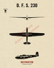 WWII German Luftwaffe DFS 230 Transport Glider Aircraft Recognition Poster V-1