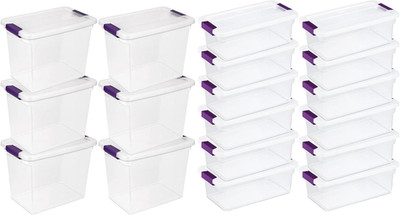 27QT & 6QT Stackable Storage Bins - 18 Pack Clear Organizers