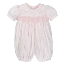 NWT Petit Ami Pink Smocked French Bubble Romper 6M 6 Months Baby Girls