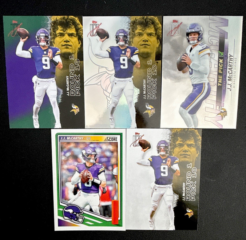 Topps 2025 J.J. McCarthy Minnesota Vikings Rookie 7- Card Lot Refractor TP-21