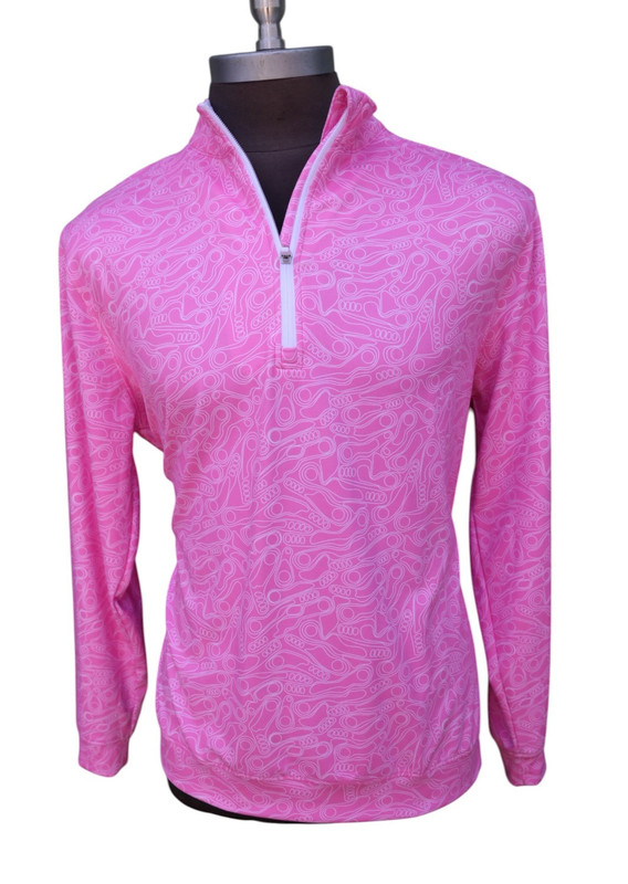 Waggle Pink Quarter Zip Golf Pullover Sweatshirt Men’s SZ XL