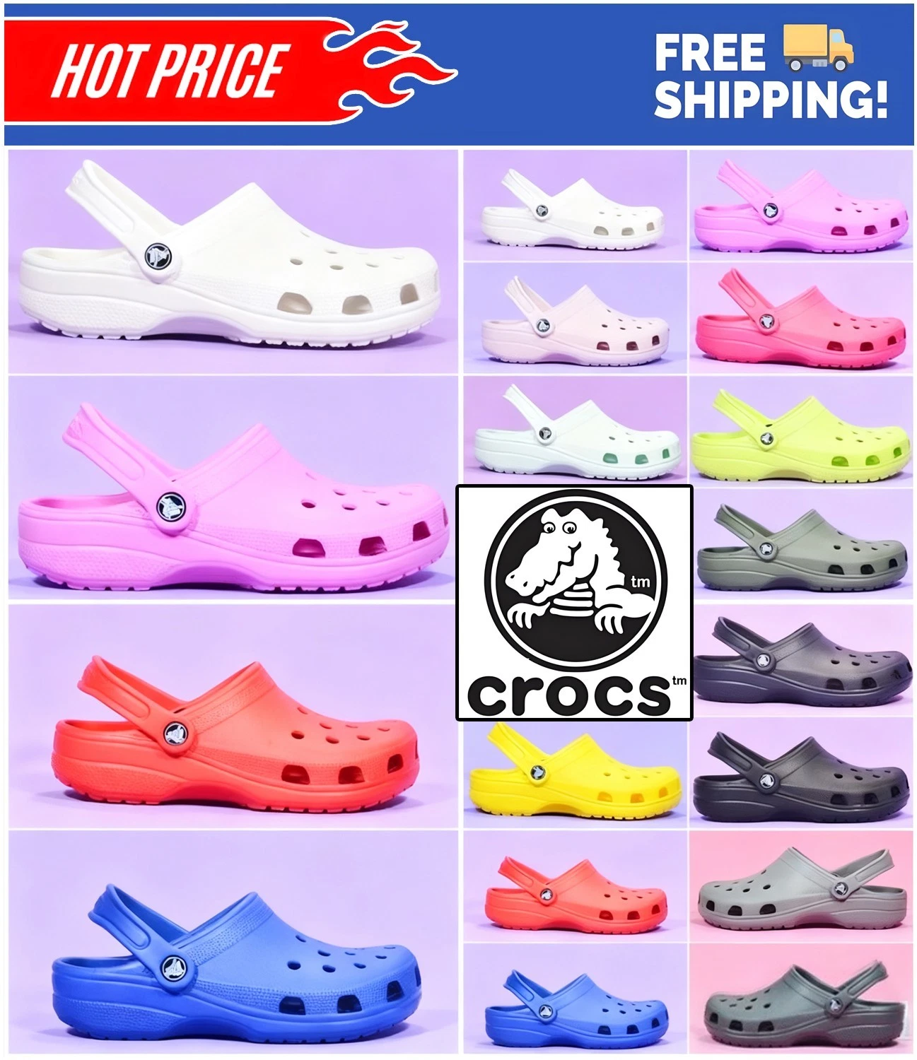 CROCS All kinds of Classic Clogs Men Women Lightweight Sandal Holiday Slipper UK