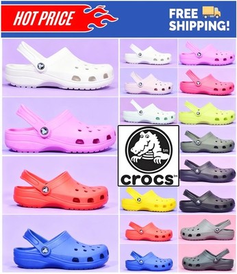 Crocs alle Arten von klassischen Clogs Herren Damen leichte Sandale Urlaub Slipper UK