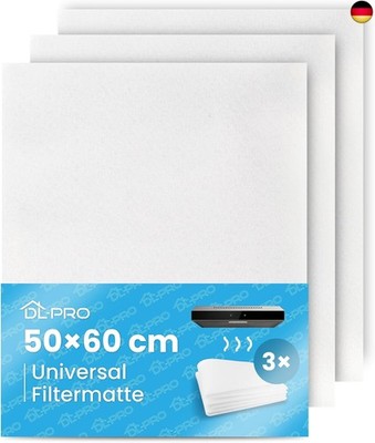 DL-pro Filtermatte Vlies 3er-Pack 50x60cm zuschneidbar Fettfilter Filter für 