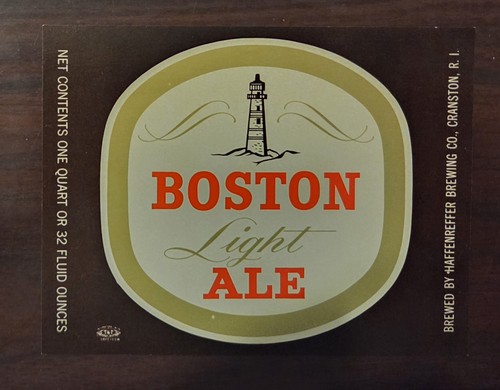 Haffenreffer Boston Light Ale Beer Label  Haffenreffer Brewing Co Cranston R.I.