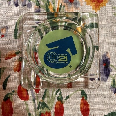 VTG 1962 Century 21 Exposition Seattle World's Fair Glass Ashtray Retro Atomic