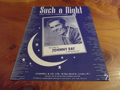 SHEET MUSIC SUCH A NIGHT RECORDED BY JOHNNY RAY GREAT ** MUST SEE