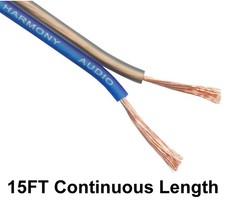 Harmony Audio 16 Gauge CCA Car Home Stereo Matte Blue Speaker Wire Cable 15 Feet