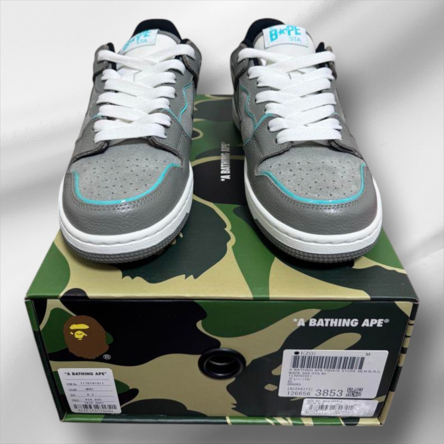 A Bathing Ape BAPE SK8 STA Sneakers Gray US 8.5 26.5cm Very Good  