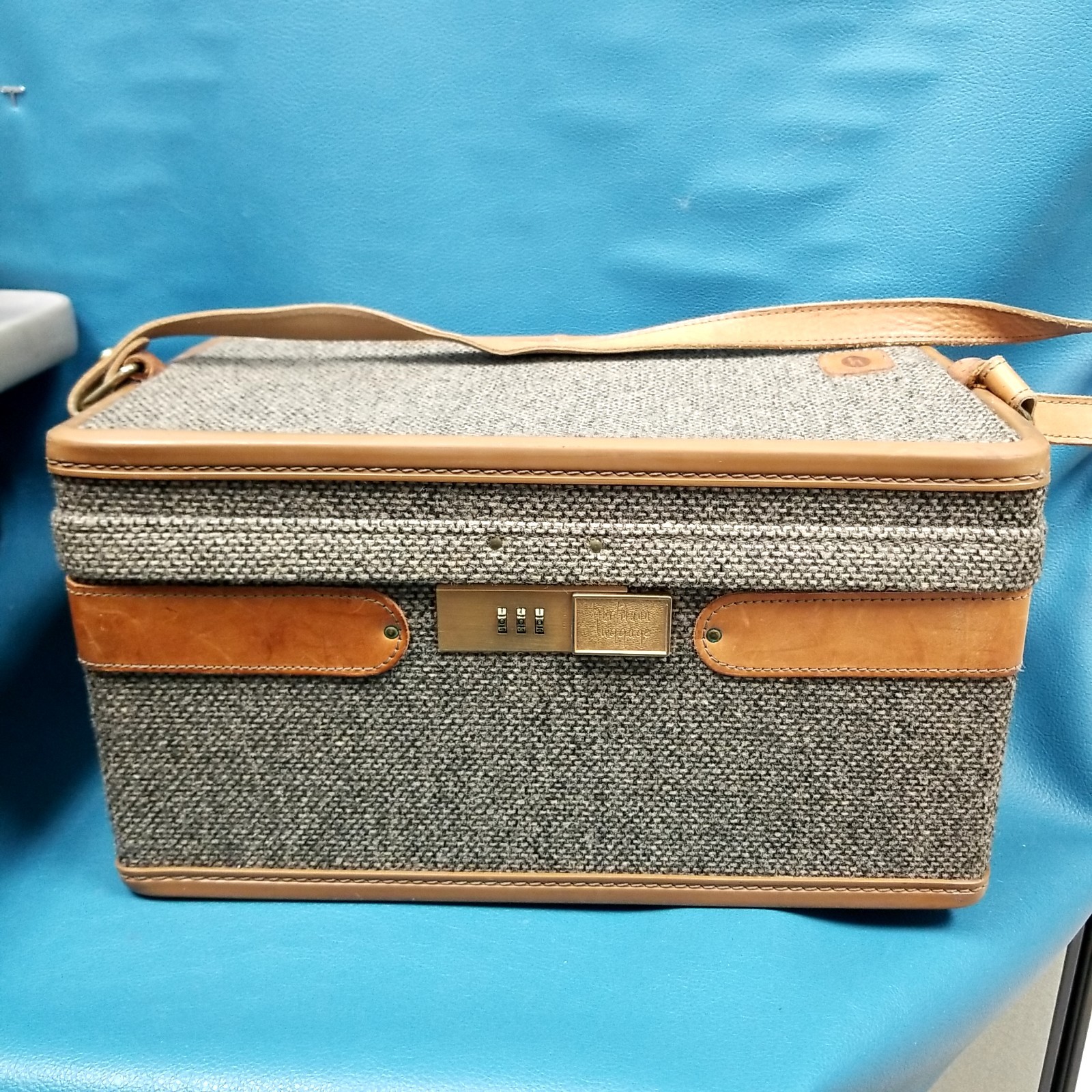 VTG Hartmann Train Case Overnight Tweed & Leather Hard Case