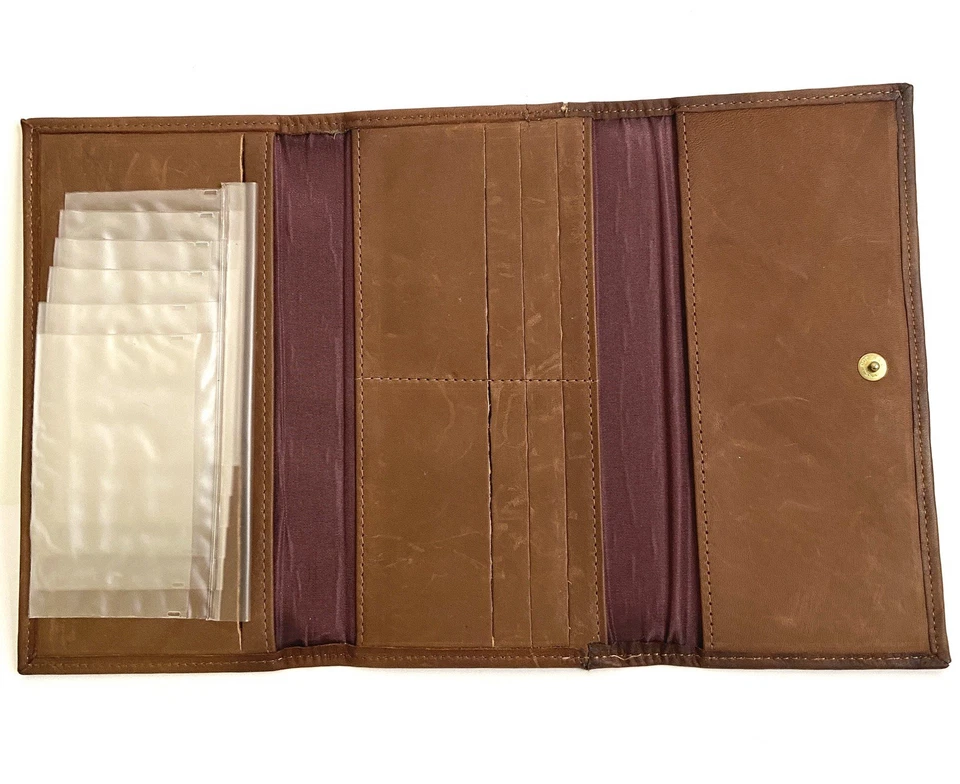 Carteira feminina Red River Leathersmiths tríplice couro genuíno pesca vintage - Imagem 4 de 4