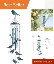 Gorgeous Bird Pattern Wind Chimes: 4 Large Tubes, Perfect Gift for Garden Lovers